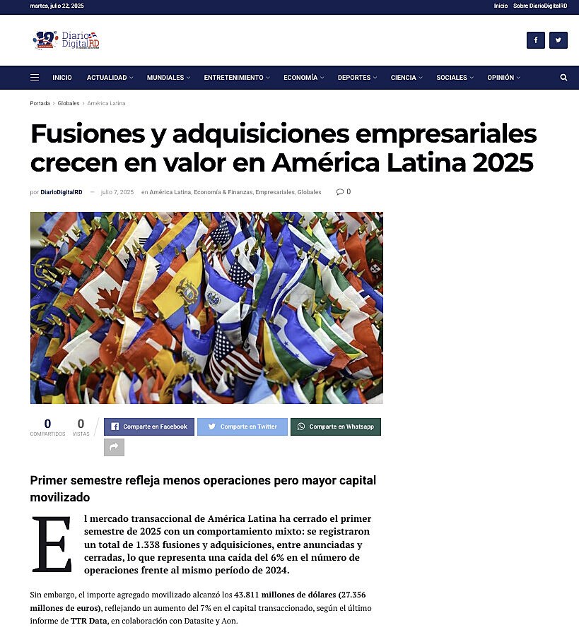 Fusiones y adquisiciones empresariales crecen en valor en Amrica Latina 2025